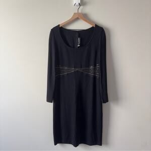 St. John Sheer Embellished Waist Evening Dress Long Sleeve Sparkly Rhinestones